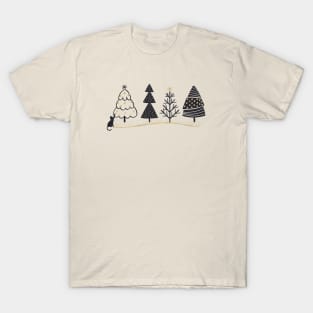 Merry catmas black and gold christmas tree T-Shirt